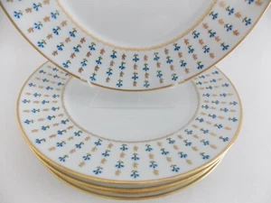 JUEGO DE CINCO PLATOS LIMOGES FRANCE RAYNAUD CERALENE "NYON" ORO AZUL - Imagen 1 de 7