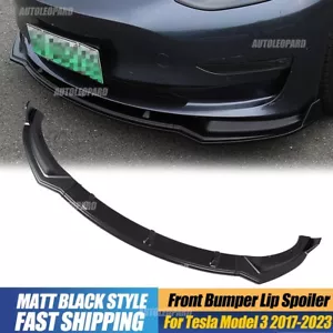 3pcs Matte Black ABS Front Splitter Lip Spoiler For Tesla Model 3 2017 2018-2023 - Picture 1 of 7