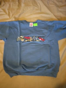 Kids XL 14 - 16 Sweatshirt Blue with Airplanes Fabric fiber Print 275526 - Picture 1 of 2