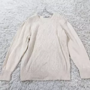 INIS MEAIN Pullover mit Zopfmuster creme Leinen Baumwolle Gr. S - Made in Ireland - Bild 1 von 8