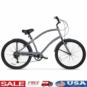 Men's Cruiser 26 Commuter Bike Lightweight Aluminum 7 Speed Comfort Saddle Adult - Picture 1 of 9