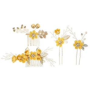Unique Bargains 4 Pcs Rhinestone Hair Comb for Bride Flower Side Comb Headpiece - Picture 1 of 7