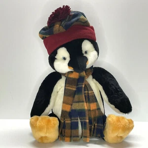 Zuckerhut sitzend 14 Zoll Pinguin Mütze/Schal weich Weihnachten Plüschtier Stofftier Vintage - Bild 1 von 11