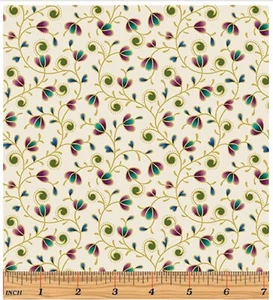 Shangri-La: Shangri-La Vines on cream Benartex Sold By the Yard - Picture 1 of 1