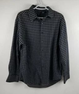Van Heusen Studio Shirt Button Up Long Sleeve Black Check Pattern Mens Size L - Picture 1 of 10