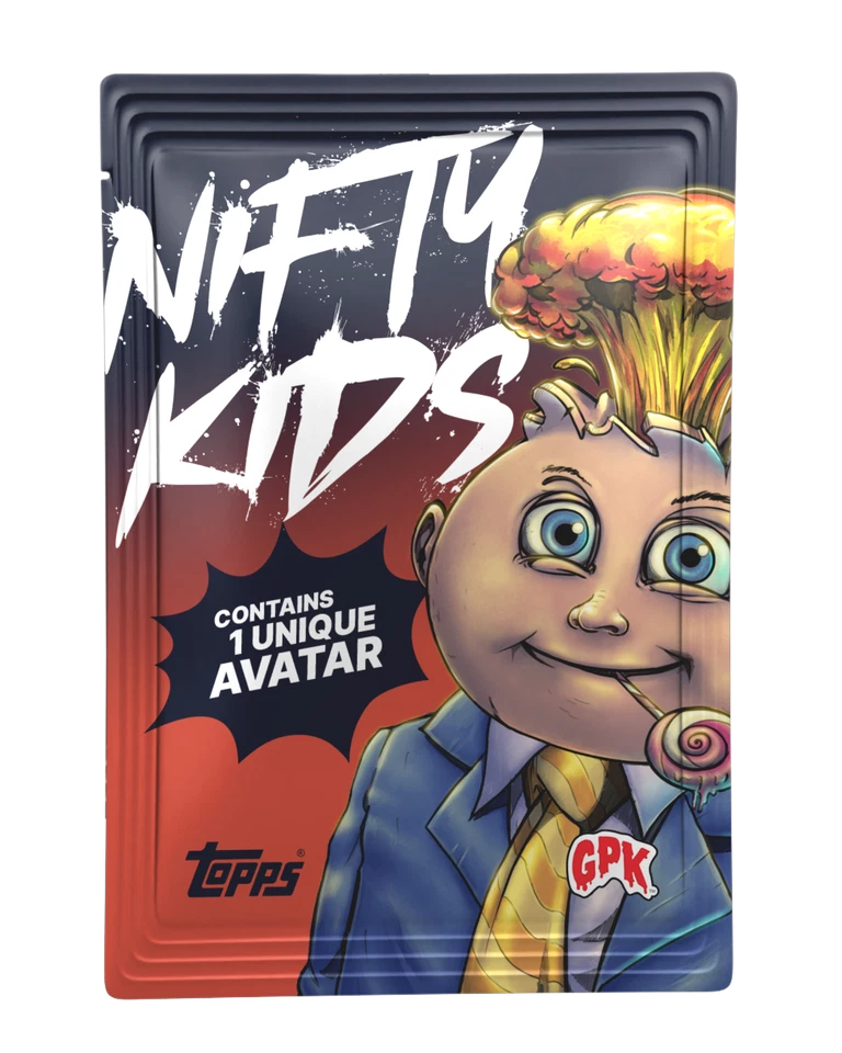 GPK 1 de 1 NFT ~ PAQUETE Topps Garbage Pail Kids ~ NIFTY KIDS ~ Paquete sellado Foto 1 de 1