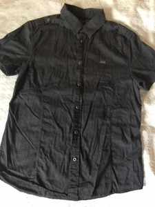 mens dress shirts medium Guess Brand Dark Grey Color Used Short Sleeve - Picture 1 of 9