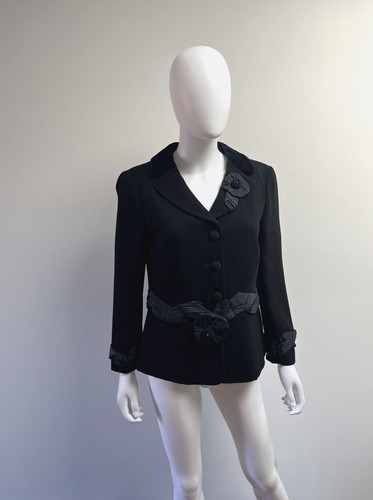 Giacca blazer Moschino economica e chic Italia US 12 nera impreziosita
