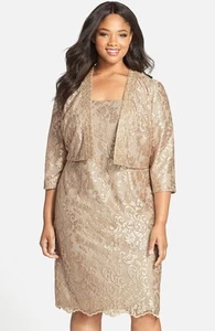Alex Evenings Embroidered Cocktail Dress with Embellished Bolero Jacket (s 22W)^ - Picture 1 of 1
