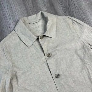 Luigi Borrelli Jacket Mens 48 Unstructured Trench Blazer Cream Napoli Flax Italy - Picture 1 of 16