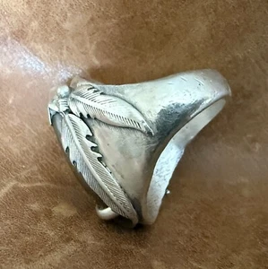 Anillo De Colección Nativo Navajo Firmado DOK Esterlina Tallada Cara de Águila, Padre Para Hombres 9.75 - Imagen 1 de 11