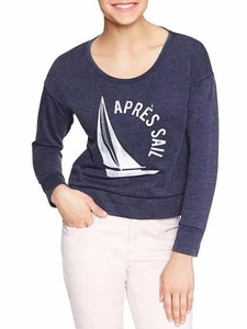 New Gap Women's Blue Sail Graphic Drop-Shoulder Pullover Sweatshirt Size XXL - Picture 1 of 1