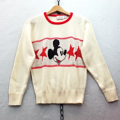 Vintage 70s Cliff Engle Acrylic Mickey Mouse Stars Sweater Adult Small - Image 1 of 4