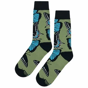 NWT Cold Butterfly Dress Socks Novelty Men 8-12 Green Crazy Fun Sockfly - Picture 1 of 4