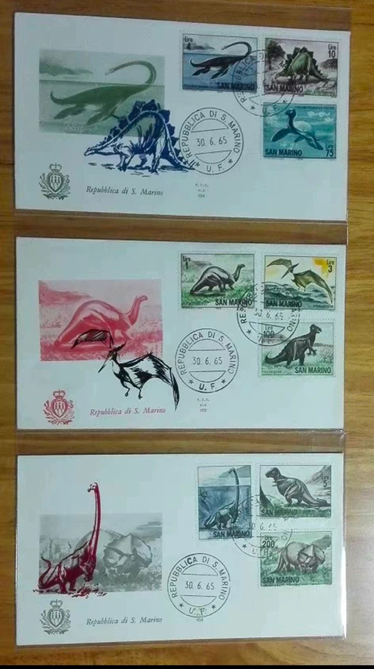San Marino 1965 Dinosaur prehistoric animals and paleontology  First Day Cover - Image 1 of 1