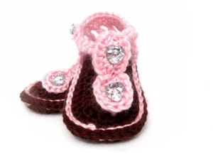 Handmade Crochet Baby Sandals Baby Shoes  -Size M (3-6 months) - Picture 1 of 2