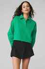 ALO YOGA Polo Henley Fleece Sweatshirt Top in Green Sz Small