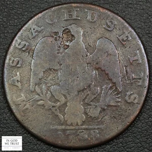 1788 Massachusetts Colonial Copper One Cent 1C - Picture 1 of 2