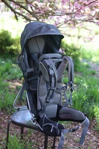 Deuter Kid Comfort 3 Backpack Child Carrier Hiking Black & Gray, Rain Sun Shade - Picture 1 of 20