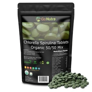 Organic Chlorella & Spirulina Tablets, 50/50 Blend, 500mg Each, 720 Count, 4 ... - Picture 1 of 6