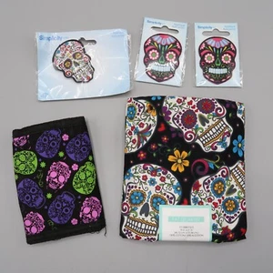 Lote artesanal día de los muertos parches cartera de tela cuarto de grasa - Imagen 1 de 7