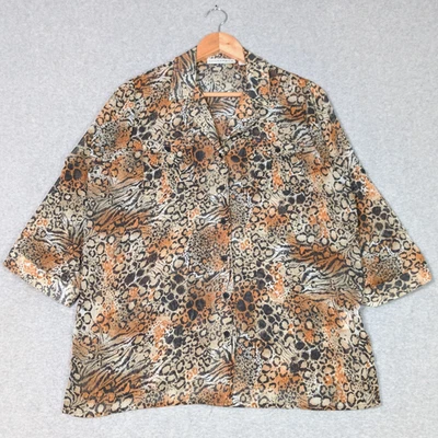 Sag Harbor女式透明动物印花纽扣衬衫中号卷袋 — 第 1/4 张图片