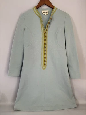 Vintage Youth Guild 1960s Shift Dress Long Sleeve Blue Button Up Women’s Small - Image 1 of 4