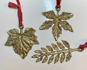Bombay Gold Blätter Weihnachtsschmuck Blatt 3er Set NEU Vintage - Bild 1 von 5