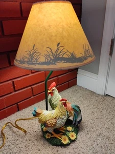 Vintage Hahn Huhn Lampe mit Silhouette Schatten Schirm 60W GETESTET FUNKTIONIERT 20" - Bild 1 von 12