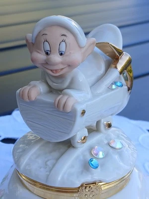 Lenox Disney Dopey Porcelain Treasure Trinket Box  - Snow White Seven Dwarfs 4" - Image 1 of 4