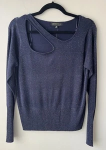Joseph A. Navy Blue Shimmer Long Sleeve Top Size M NWT - Picture 1 of 4
