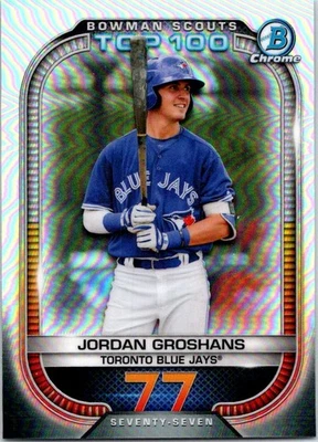 2021 Bowman #BTP-77 Jordan Groshans Chrome Bowman Scouts Top 100 - Image 1 of 2