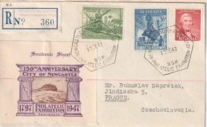 Australia fdc first day cover 1947 Newcastle to Prague Prag - Picture 1 of 1