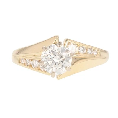1.55ctw Diamond Solitaire with Accents Engagement Ring 14k Yellow Gold Size 9 - Image 1 of 4