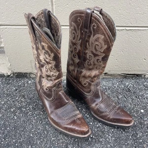 Women's Ariat Cowboy Genuine Leather Boots Brown size 7B - Picture 1 of 7