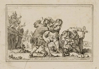 G. HAAS (1756-1817) zug., Raufende Jünglinge, Kæmpende ungdom, Rad. Klassizismus - Bild 1 von 4