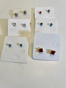 Orecchini coppia 6 piccoli orecchini a perno tondo post multi colori e misure assortite - Foto 1 di 9