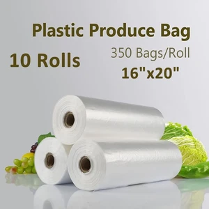 10 Rolls 16x20 Plastic Clear Produce Bag Kitchen Food Saver Storage Bag 350/Roll - Picture 1 of 11