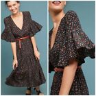 Faithfull The Brand Melia Midi Dress Ditsy Floral La Contrie Print Black Size XS