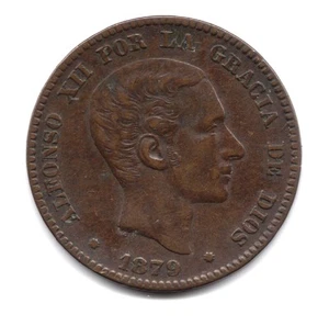 Alfonso XII 10 Céntimos 1879 Casi Sin circular NL206 - Picture 1 of 2