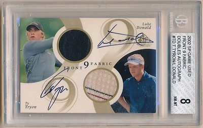 2002 SP Front 9 Fabric Luke Donald Ty Tryon Doubles Autograph 05/10 Rookie BGS - Image 1 of 2