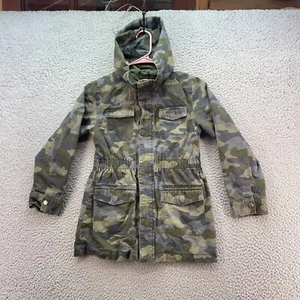 Cat & Jack Jacket Girls Size Medium (7/8). Camouflage Hooded Zip And Snap Up - Picture 1 of 13