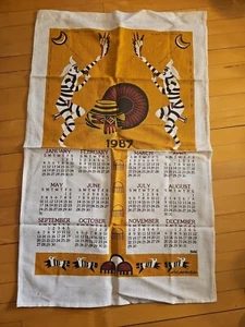 Vintage Tea Towel  Calendar  1987 Kay Dee Dick Parkes African ? Indian  ? Nos - Picture 1 of 10