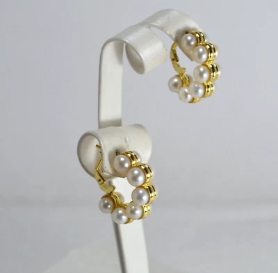 ORECCHINI  ARGENTO 925 DORATO PERLE A BOTTONE 6 mm MONACHINA  MOLLA  AGHT 0960 D - Immagine 1 di 3