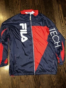 Vintage 90’s Men’s Fila Tech Navy And Red Sports Wind Breaker Size Large - Picture 1 of 8