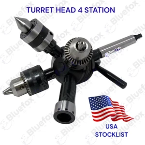 Turret Head Quick Change Tailstock MT2 W. 4 Heads Bluefox Tools - Picture 1 of 6