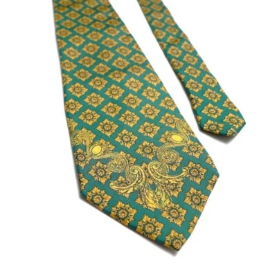 GIANFRANCO FERRÉ 领带条纹 意大利制造 绿色 100% 真丝 Krawatte — 第 1/4 张图片