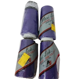 Coats & Clark Maxi-Lock Purple Lot Of 4 Made In The US 3000 Yds Each - Picture 1 of 4