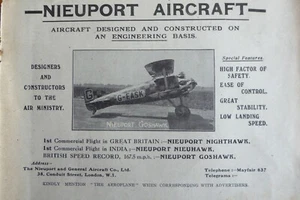 1920-1921 PUB BRITISH NIEUPORT GOSHAWK G-EASK AIRCRAFT ORIGINAL AD - Bild 1 von 1