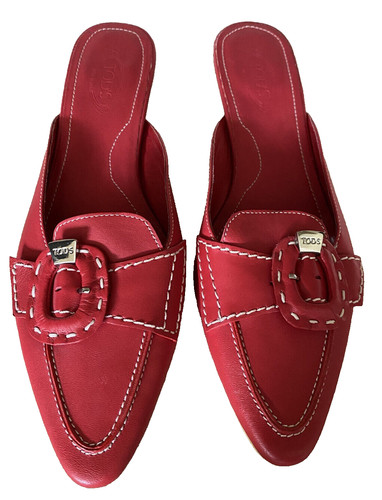 TOD’S Tod's Mules in pelle rossa prezzo consigliato £ 590 nuovo design punto 40 euro con fibbia